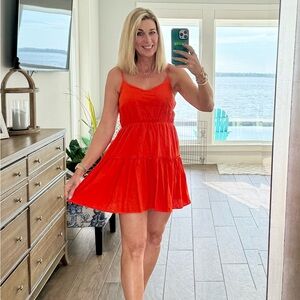 Elegant Red-Orange Summer Dress